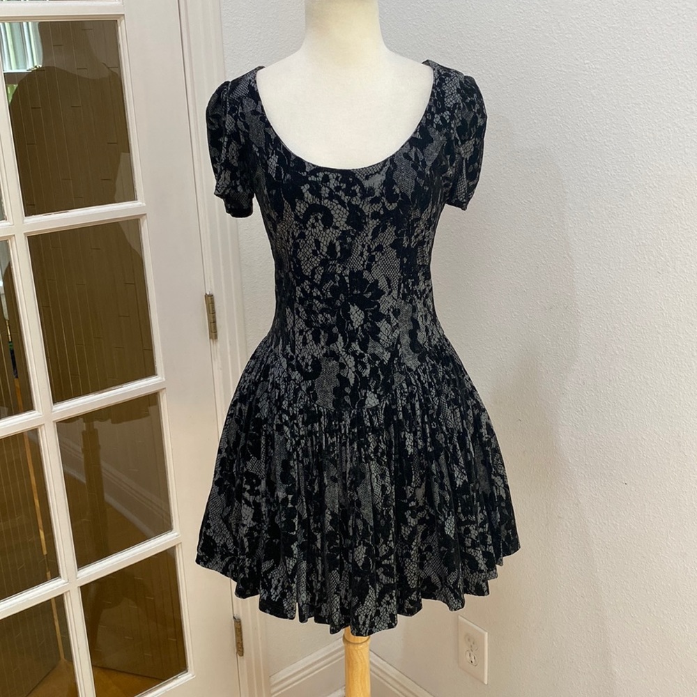 Vintage 🖤🥀  Y2K Betsey Johnson Black Lace Velvet Jacquard Dress, NWOT